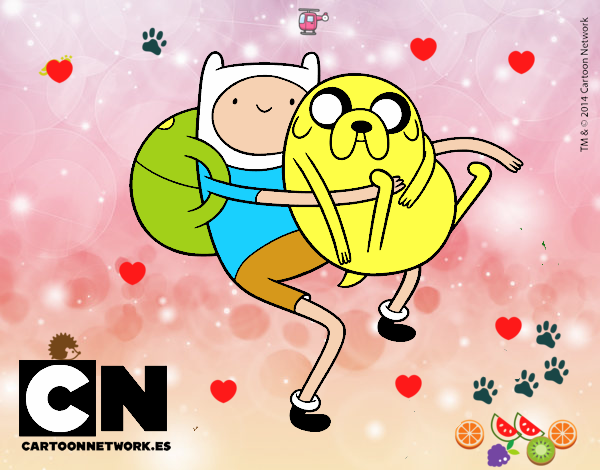 Finn y Jake abrazados