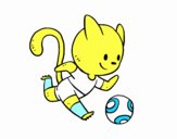 Gato jugando a fútbol