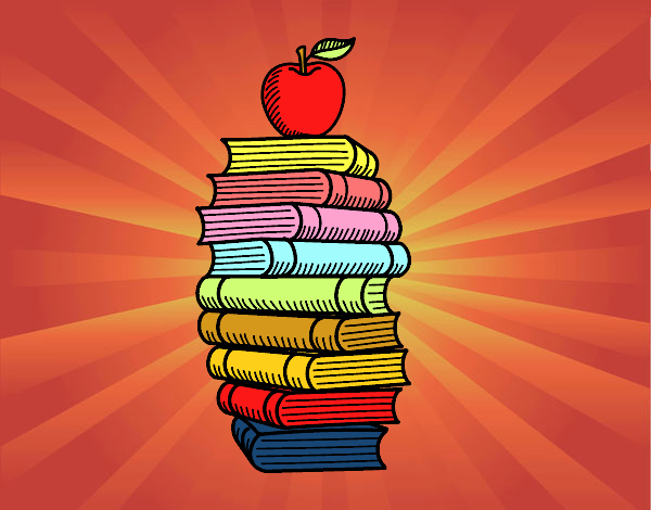 Libros y manzana