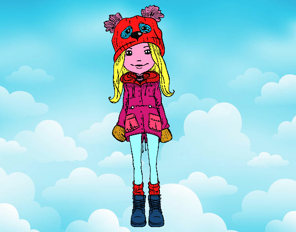 Niña con gorro y abrigo