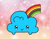 Nube con arco iris kawaii