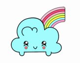 Nube con arco iris kawaii