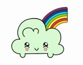 Nube con arco iris kawaii