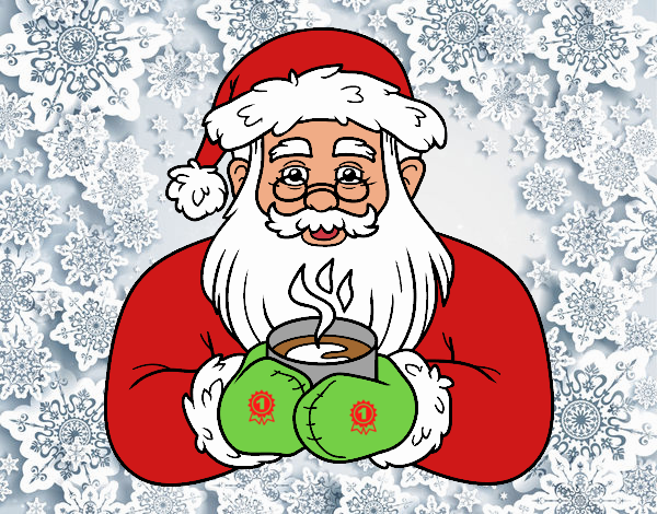 Papá Noel con taza de café