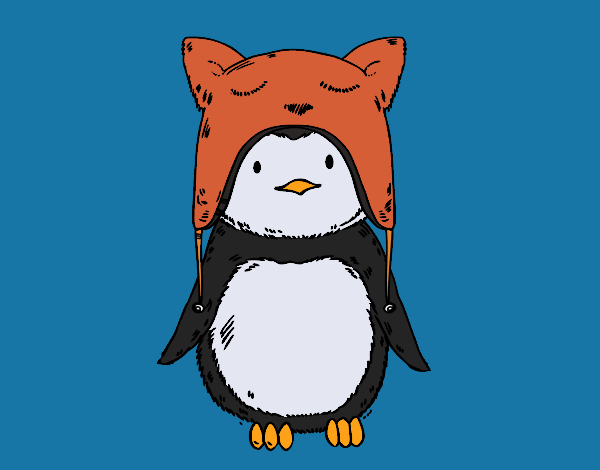 Pingüino con gorrito divertido