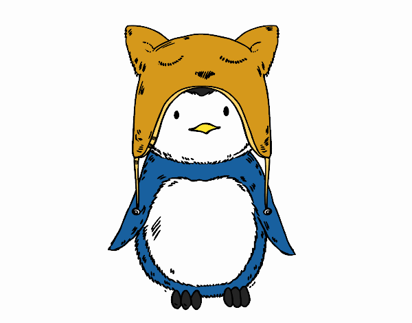 Pingüino con gorrito divertido