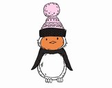 Pingüino con gorro de invierno