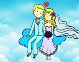 Recién casados en una nube