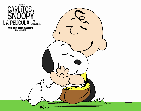 Snoopy y Carlitos abrazados