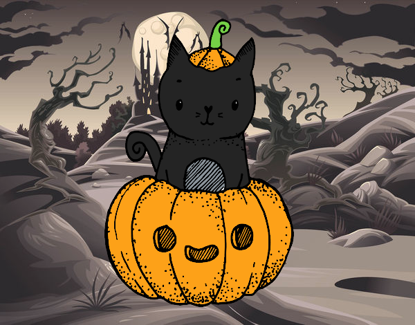 Un gatito de Halloween