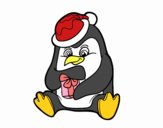 Un pingüino con regalo de Navidad