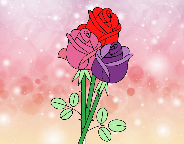  Dibujo de Rosas de colores pintado por en Dibujos.net el día