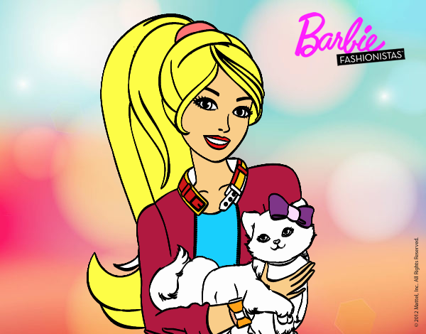 Barbie con su linda gatita