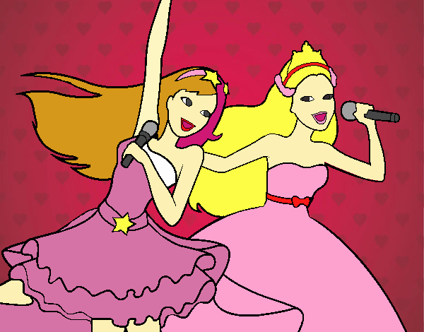 Barbie y la princesa cantando