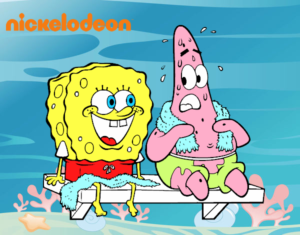 Bob Esponja y Patricio en bañador