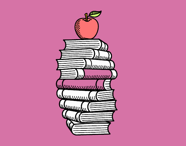 Libros y manzana