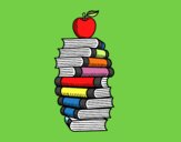 Libros y manzana