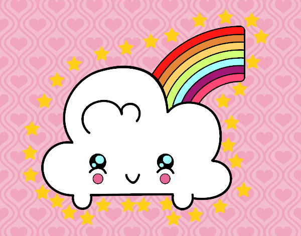 Nube con arco iris kawaii