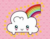 Nube con arco iris kawaii