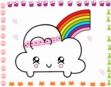 Nube con arco iris kawaii