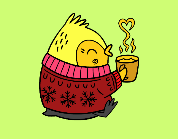 Pajarito tomando un té