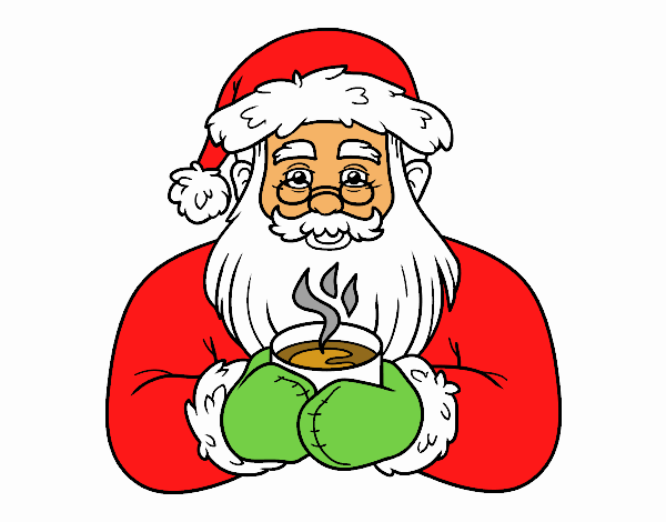 Papá Noel con taza de café