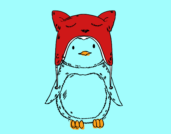 Pingüino con gorrito divertido