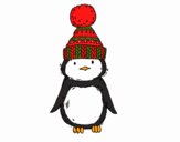 Pingüino con gorro de invierno