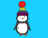 Pingüino con gorro de invierno