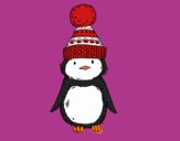 Pingüino con gorro de invierno