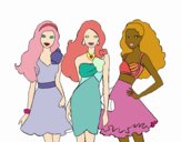 Barbie y sus amigas vestidas de fiesta