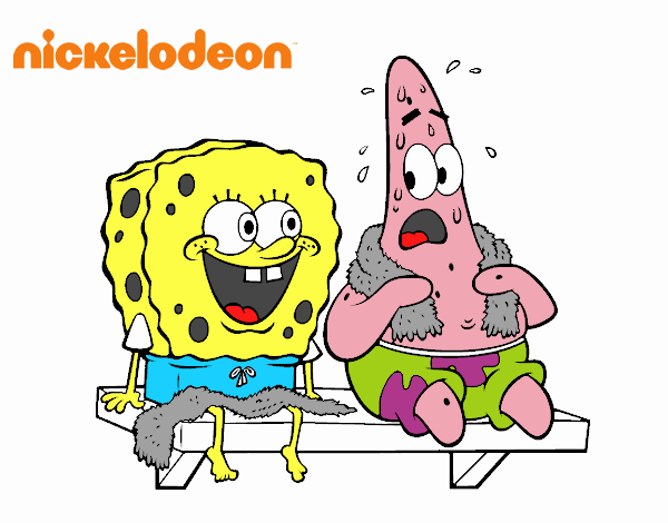 Bob Esponja y Patricio en bañador