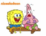 Bob Esponja y Patricio en bañador