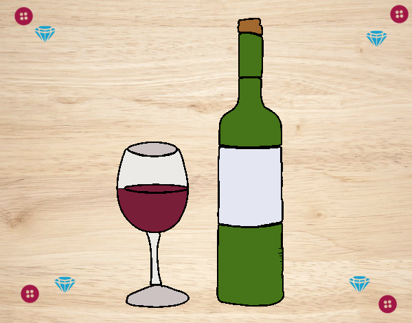 botella de vino y copa de vino 