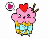 Cupcake kawaii con lazo