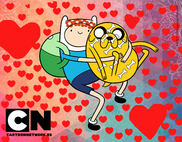 Finn y Jake abrazados