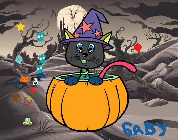 Gatito en Hallowen