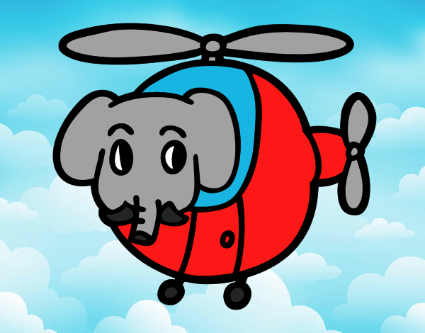 Helióptero con elefante