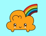 Nube con arco iris kawaii