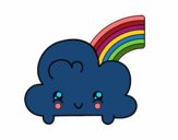 Nube con arco iris kawaii