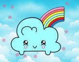 Nube con arco iris kawaii