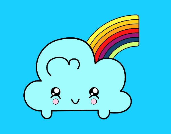 Nube con arco iris kawaii