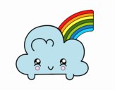 Nube con arco iris kawaii