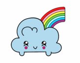 Nube con arco iris kawaii