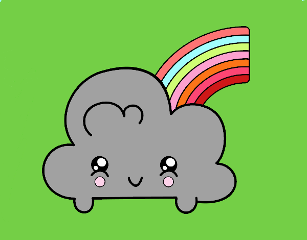 Nube con arco iris kawaii