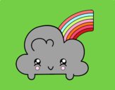 Nube con arco iris kawaii