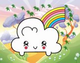 Nube con arco iris kawaii