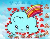 Nube con arco iris kawaii