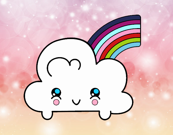 Nube con arco iris kawaii