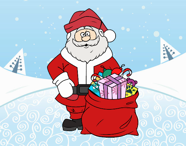 Papá Noel con bolsa de regalos